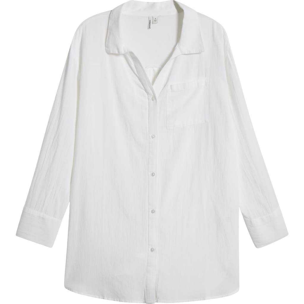 Nordstrom Cover-up Button-up Shirt In White