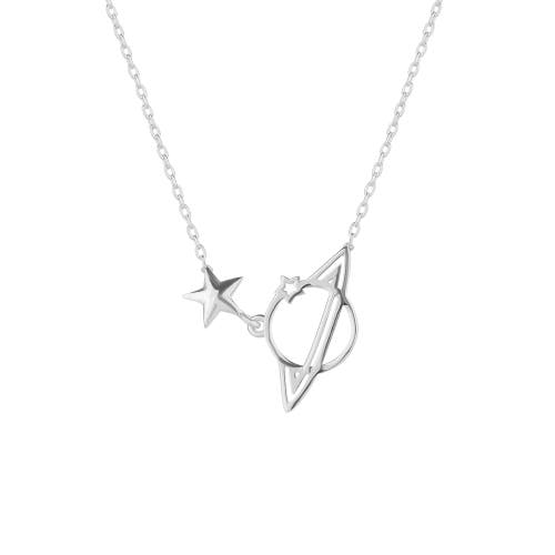 Spero London Sterling Silver Saturn Necklace In Metallic