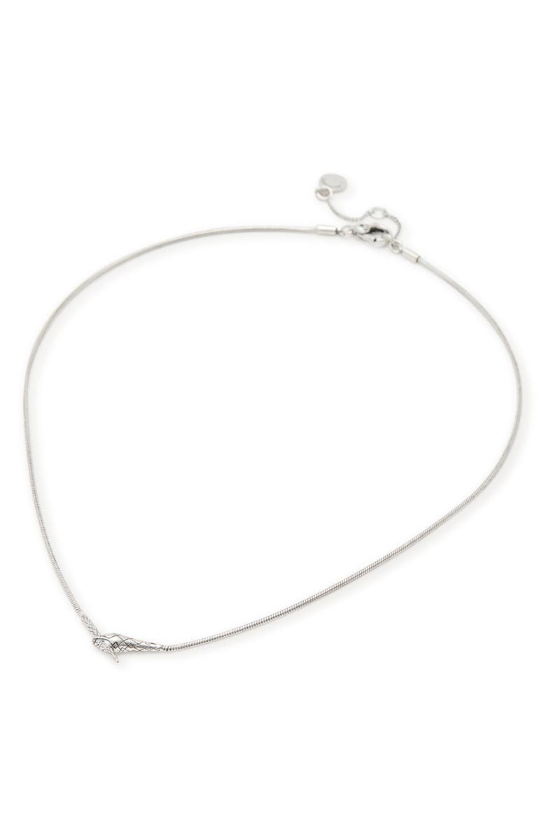 AllSaints Double Snake Collar Necklace, Alternate, color, Warm Silver