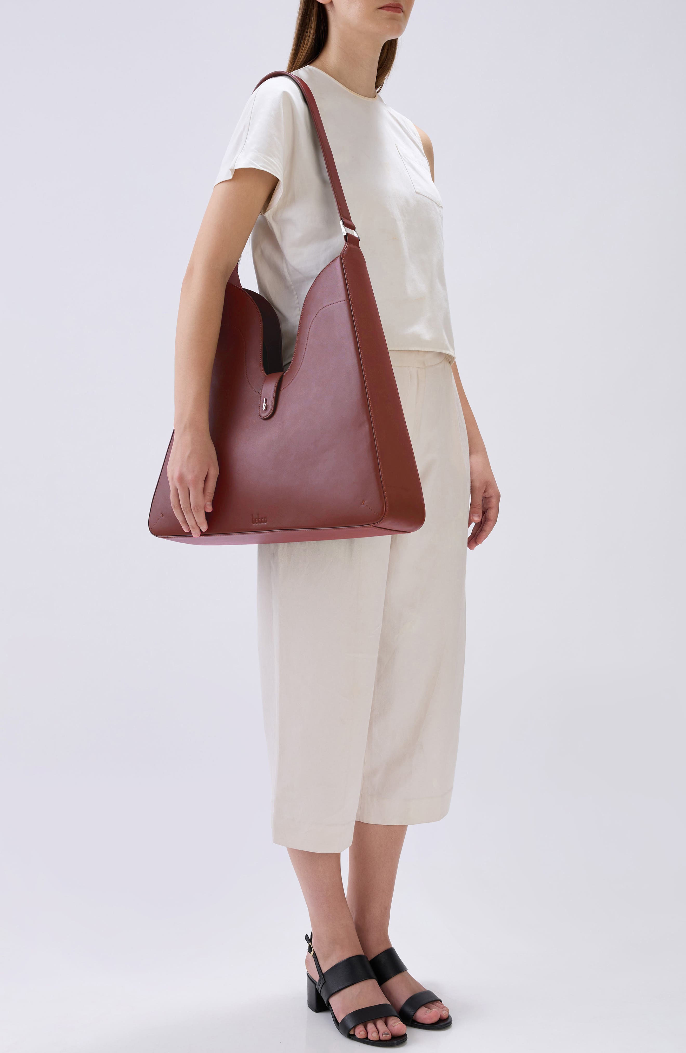 Melina Nappa Leather Shoulder Bag, Alternate, color, BRICK