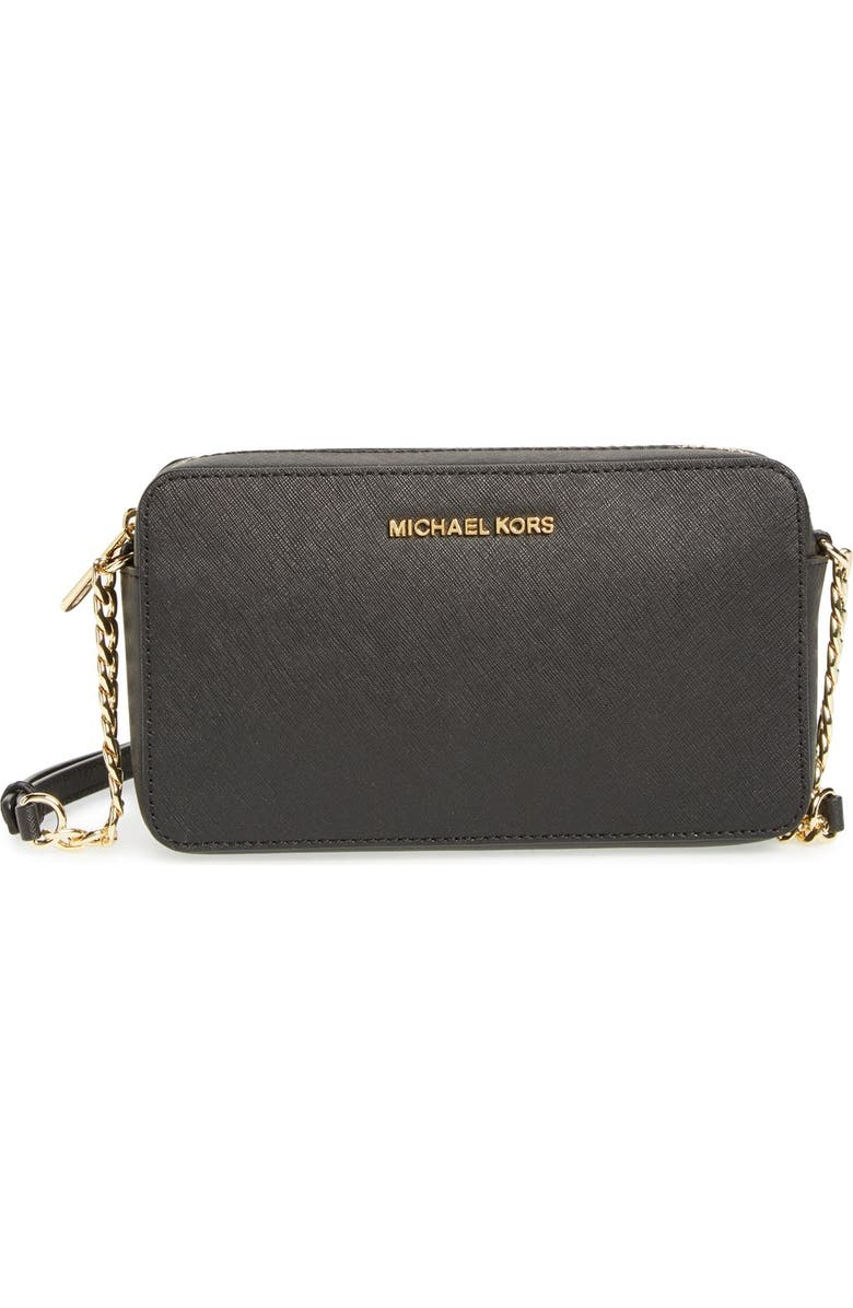 MICHAEL Michael Kors 'Medium Jet Set' Saffiano Leather Crossbody Bag, Main, color,