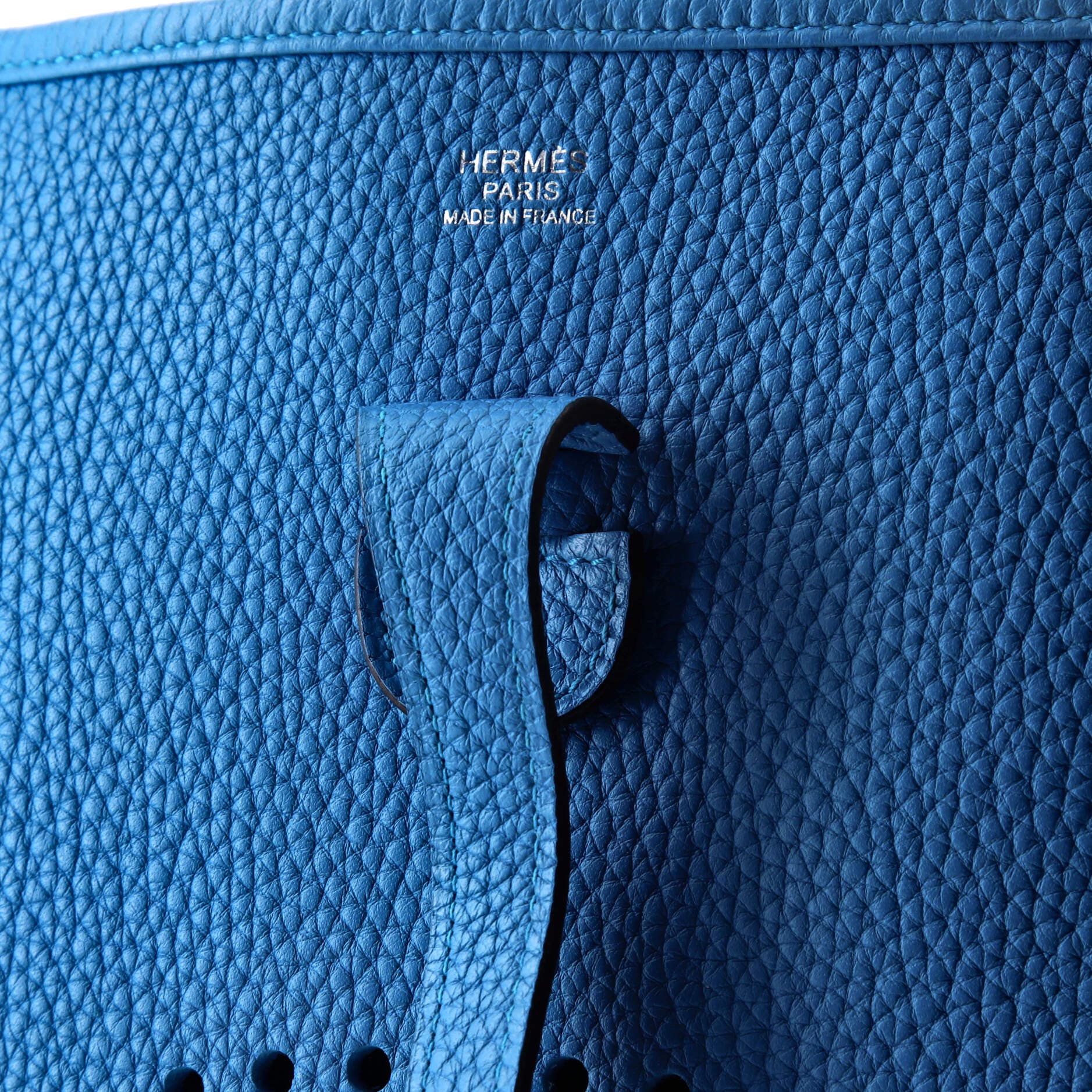 Pre-Owned Hermes Evelyne Bag Gen III Clemence PM, Alternate, color, Bleu Zanzibar