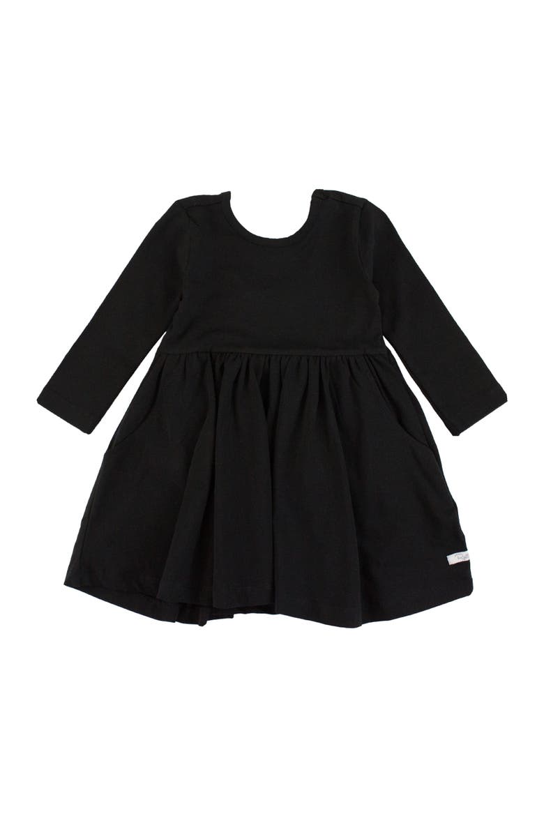 Knit Long Sleeve Twirl Dress, Main, color, Black