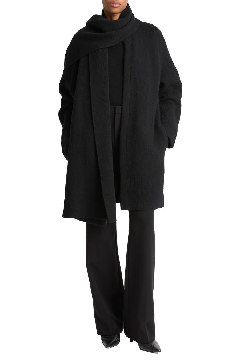Drape Sweater Coat, Main, color, BLACK