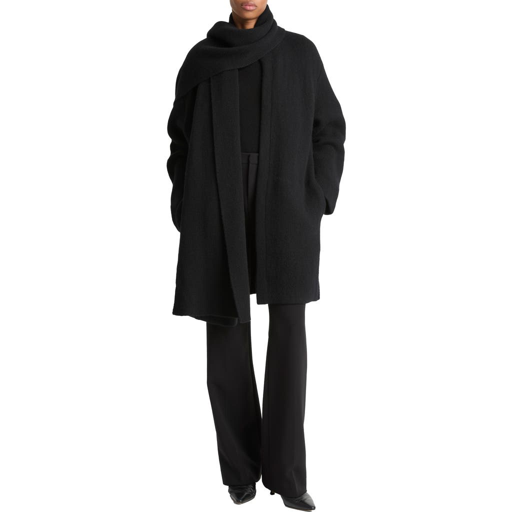 Vince Drape Sweater Coat In Black