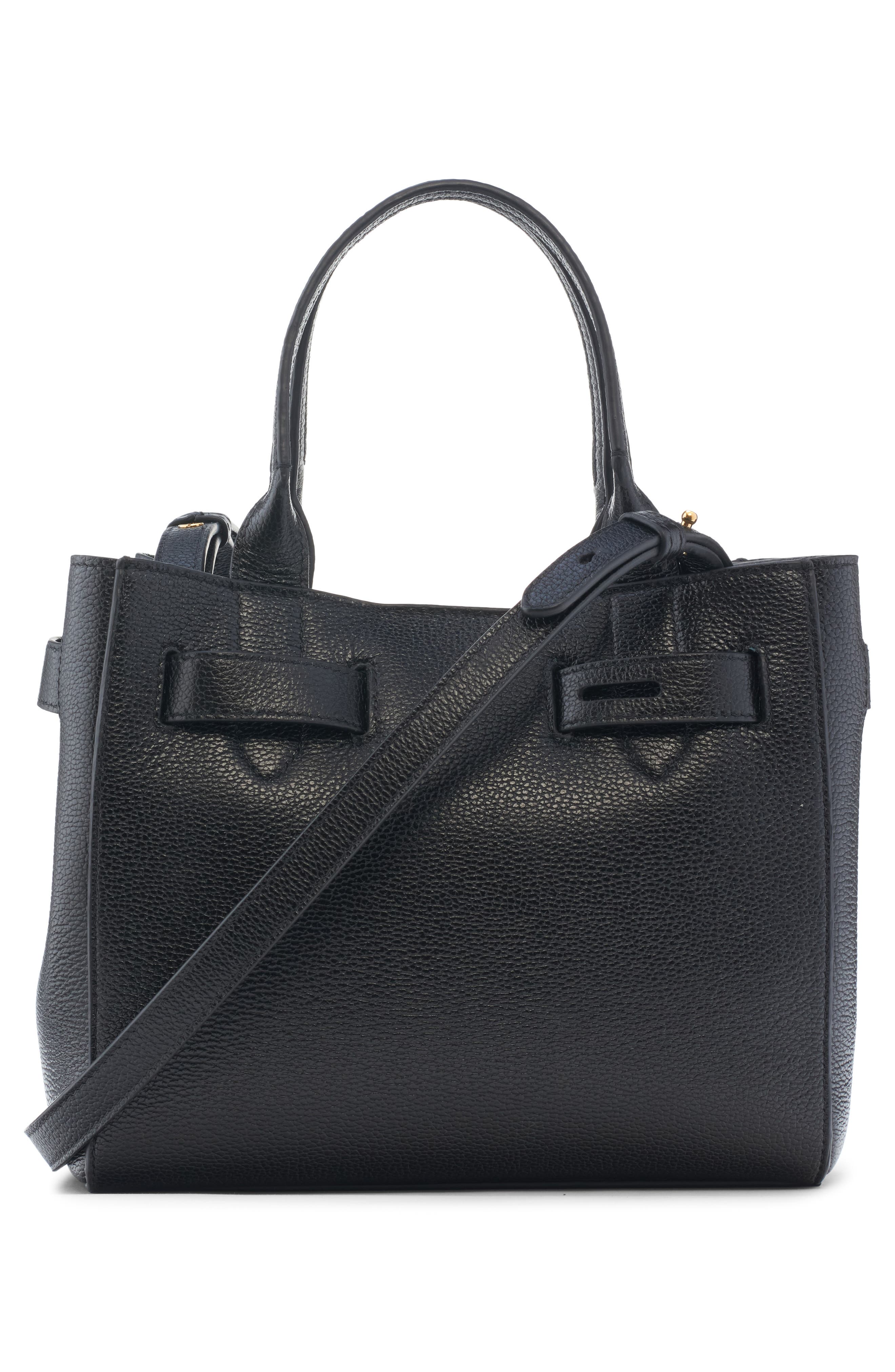 TOM FORD Small Audrey Grained Leather Tote, Alternate, color, Black