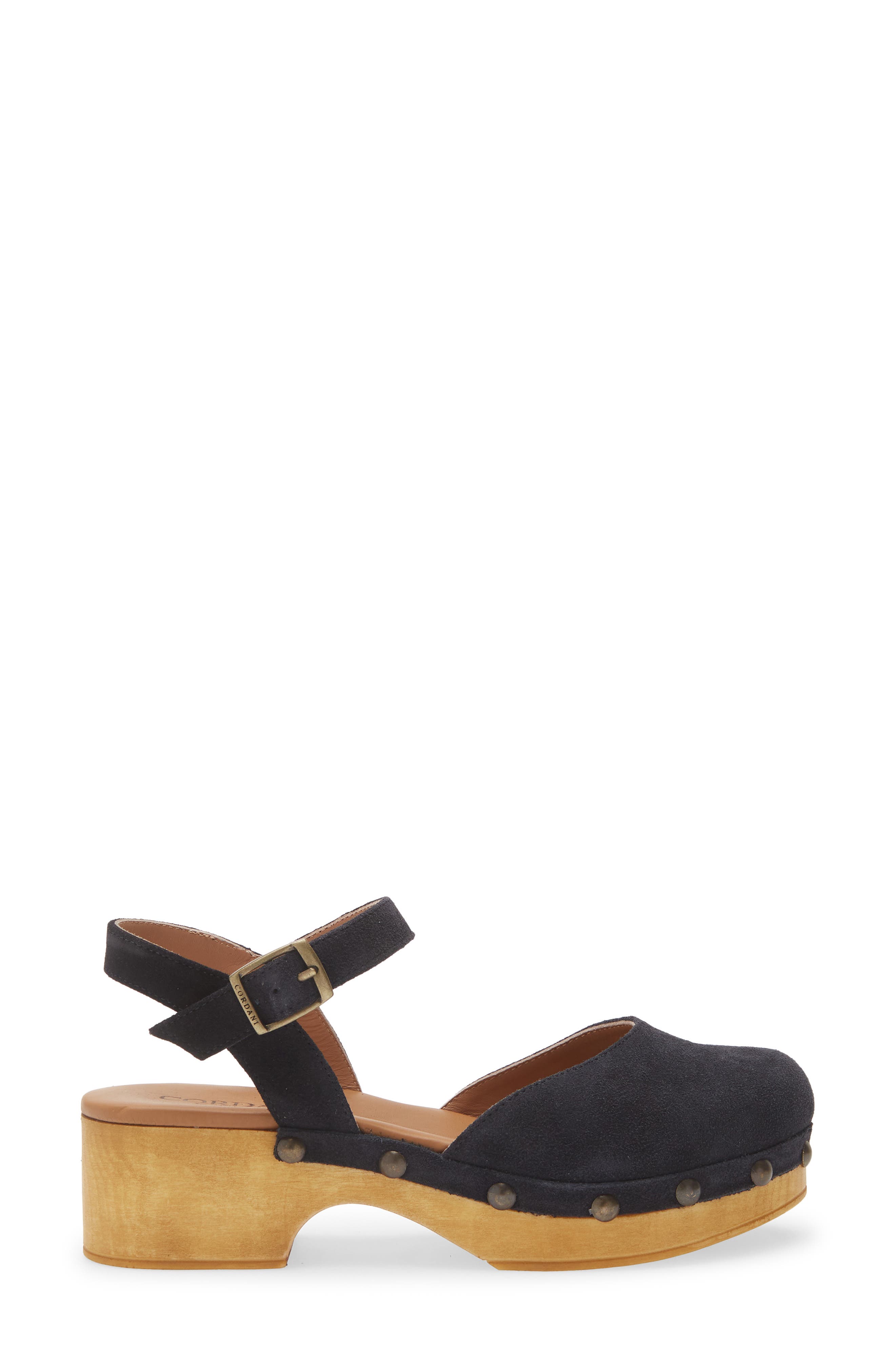 Winston Ankle Strap Platform Clog, Alternate, color, NAVY SUEDE