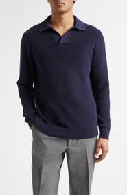 Thom Sweeney Skipper Long Sleeve Cotton Polo