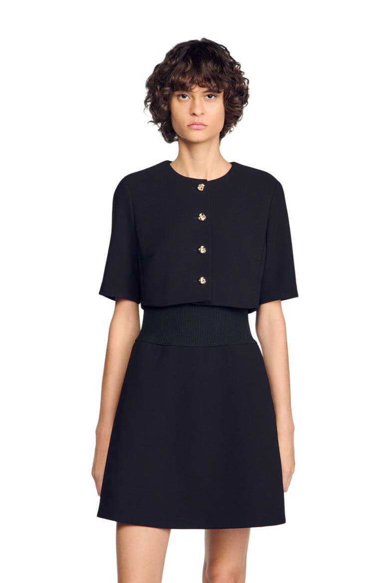 Short 2-in-1 dress, Alternate, color, Black
