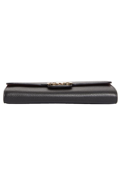 Ferragamo Gancio Grained Leather Wallet On A Chain In Black