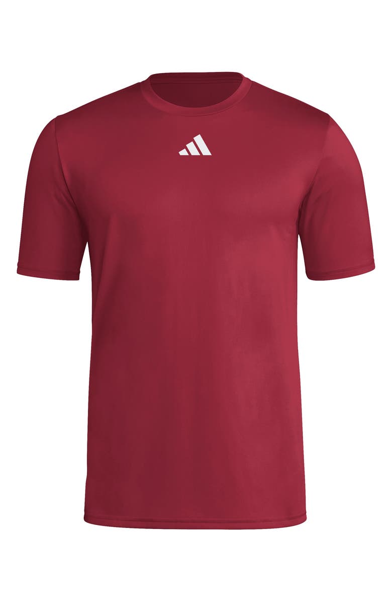 adidas Short Sleeve Pregame T-Shirt, Main, color, Collegiate Burgundy/ White