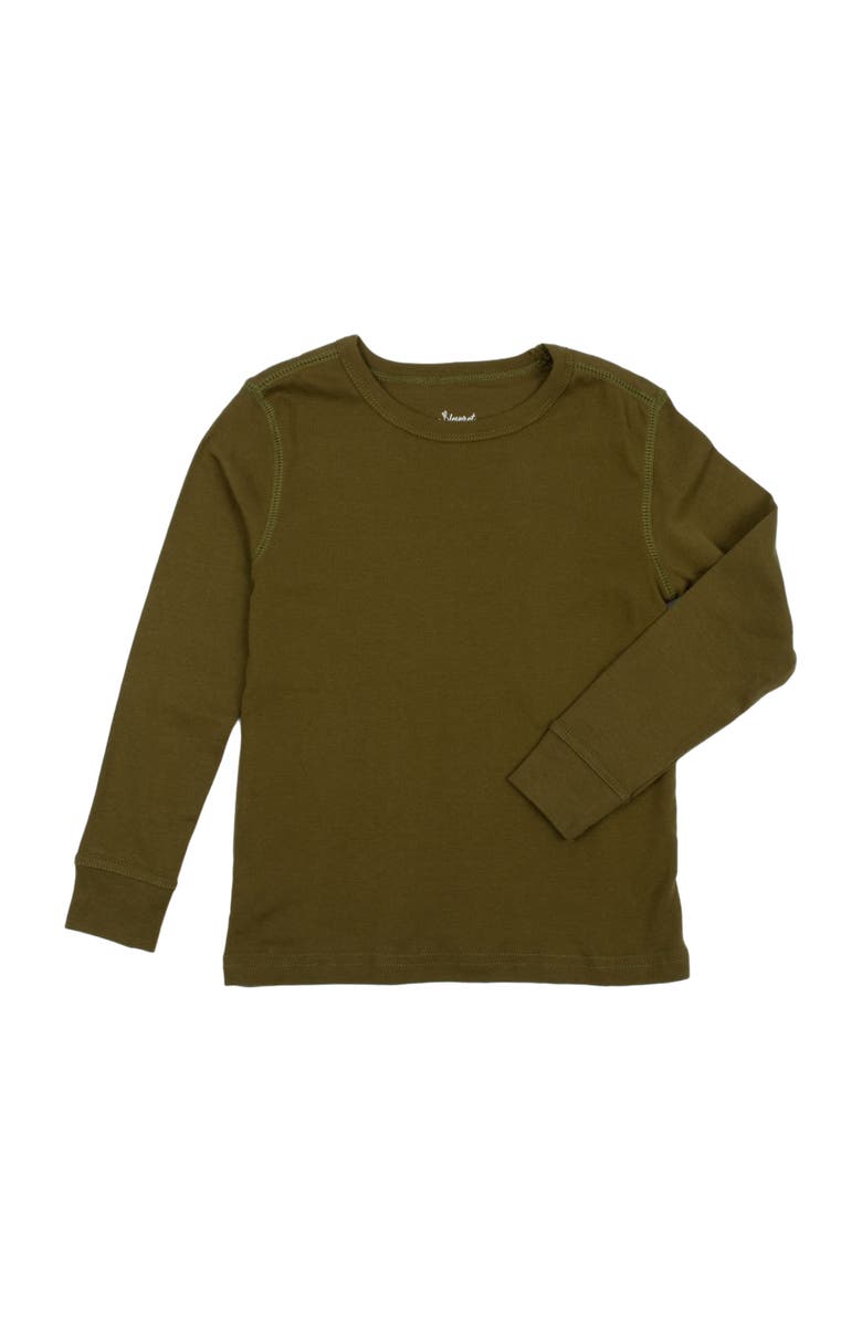 Leveret Kids Long Sleeve T-Shirt, 100% Cotton, Solid Colors, Alternate, color, Olive