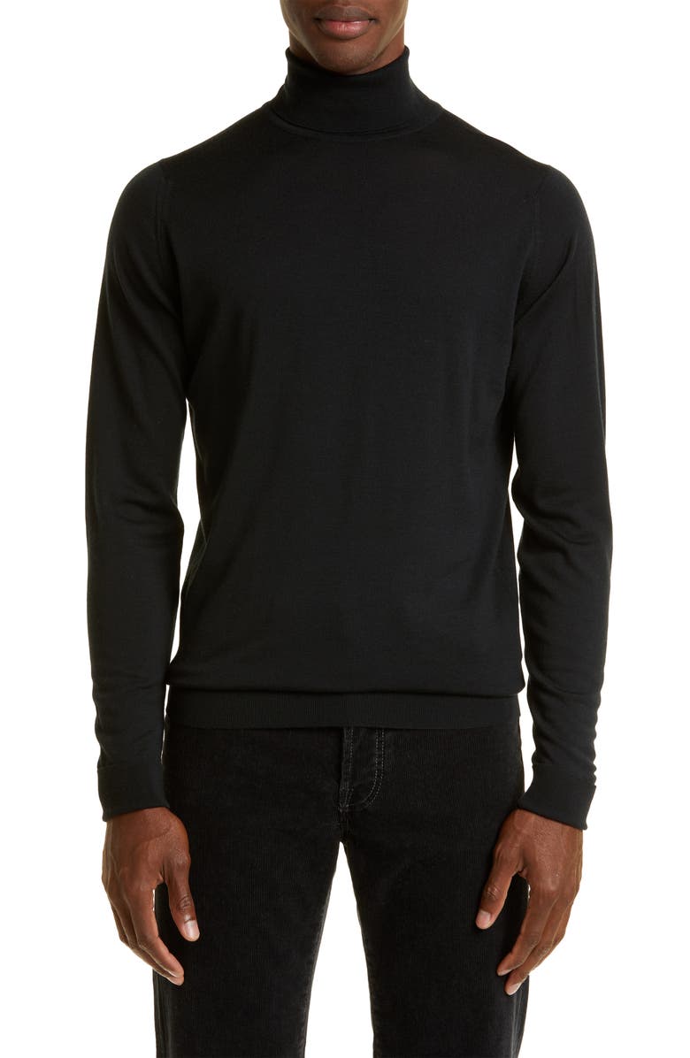 John Smedley Richard Turtleneck Merino Wool Sweater, Main, color, Black