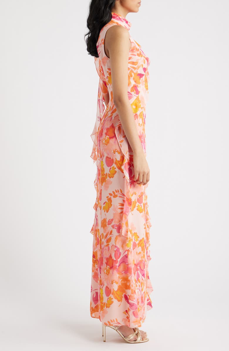 Eliza J Ruffle Mock Neck Maxi Dress, Alternate, color, Blush