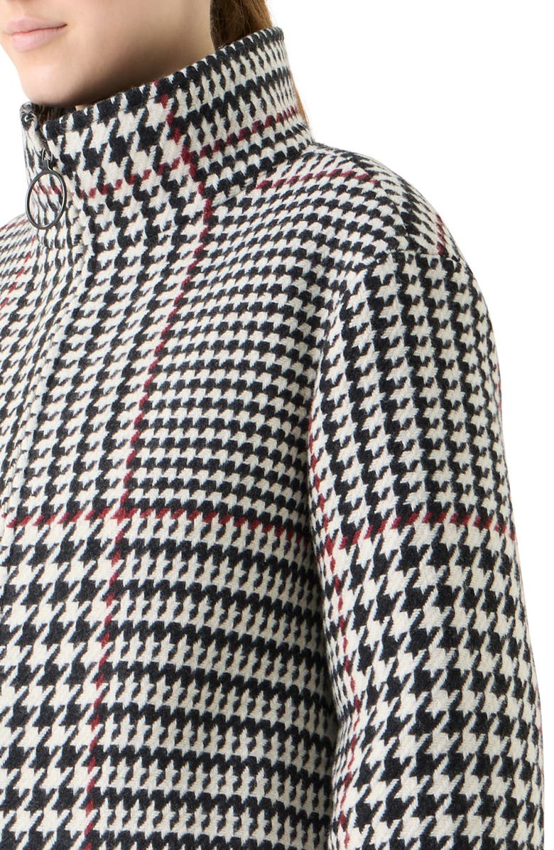 Akris punto Glen Plaid 2-in-1 Car Coat, Alternate, color, Black-Cream-Vermillion