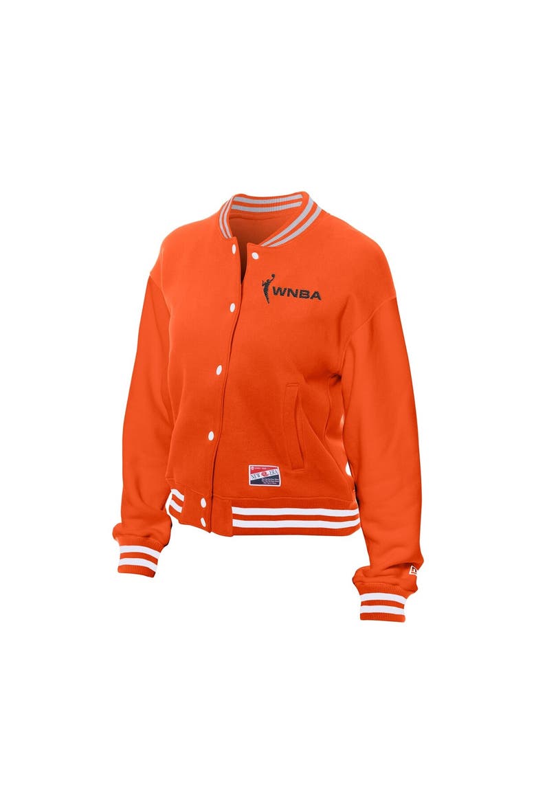 Women's New Era Orange WNBA Throwback Varsity Fleece Full-Snap Jacket, Alternate, color, Orange