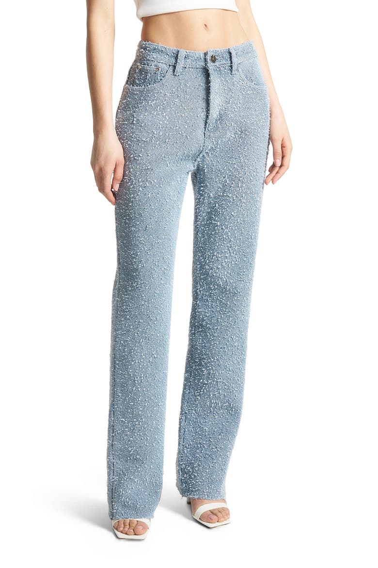 Sara Boucle Straight Leg Jeans, Main, color, Light Blue