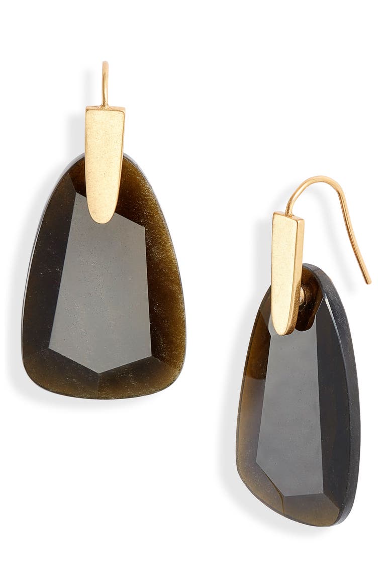 Marty Drop Earrings, Main, color, VINTAGE GOLD GOLDEN OBSIDIAN