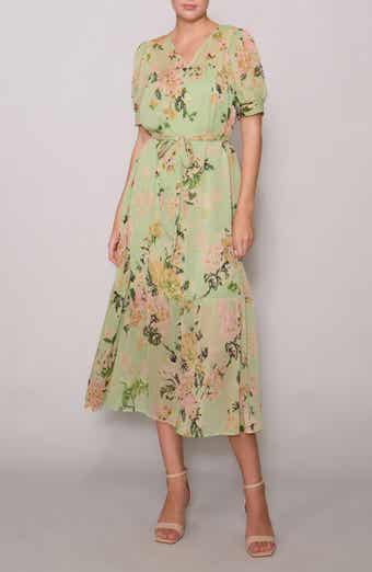 MELLODAY Puff Sleeve Tiered Midi Dress
