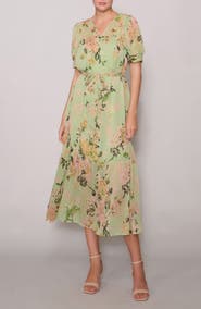 MELLODAY Puff Sleeve Tiered Midi Dress