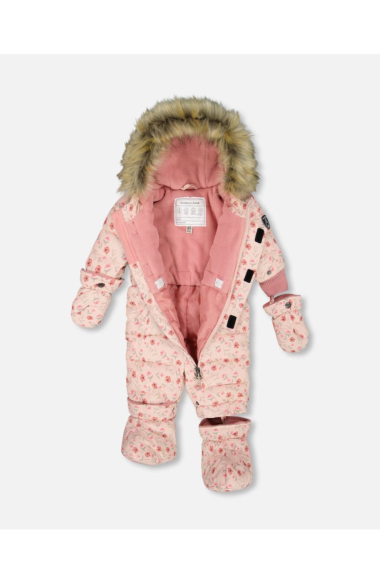 Deux par Deux Baby Girl One-Piece Original Puffy Snowsuit, Alternate, color, Pink Mini Flowers