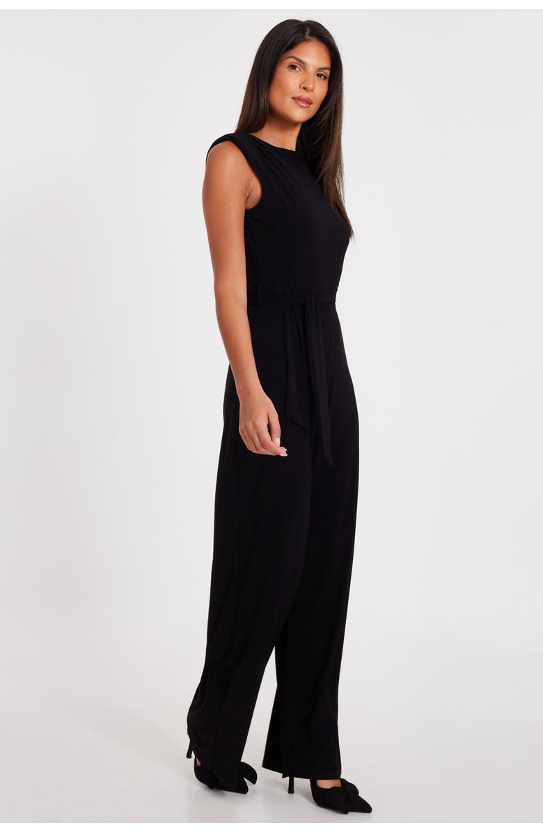 QUIZ ITY Waist Tie Jumpsuit, Alternate, color, Black