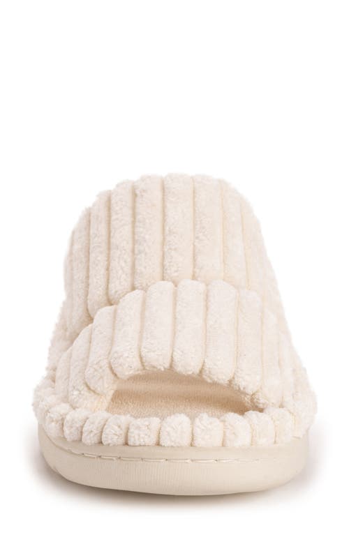 Muk Luks Cloud Ribbed Terry Double Strap Slide Slipper In Sand