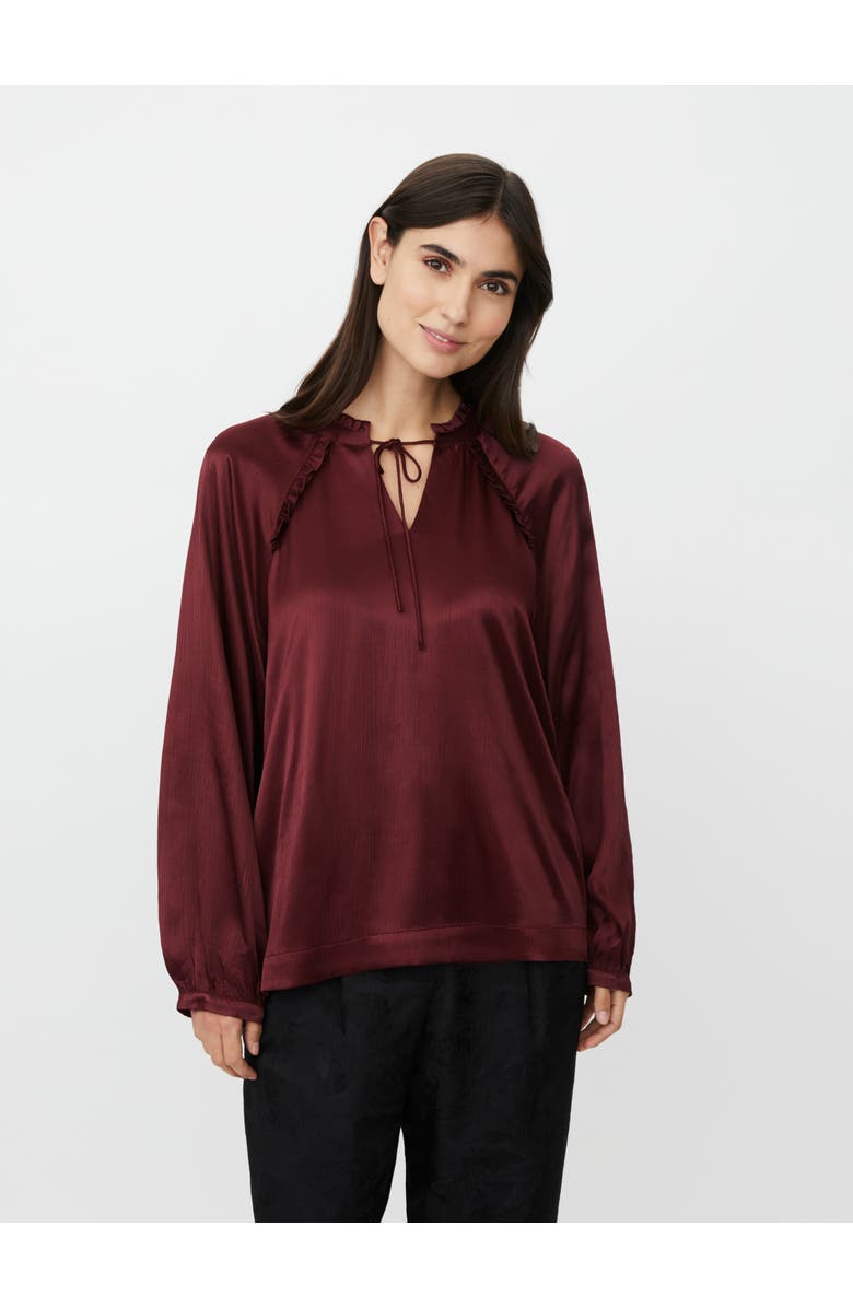Masai Copenhagen Maberonix Tie Ruffle Neck Blouse, Main, color, Tawny Port