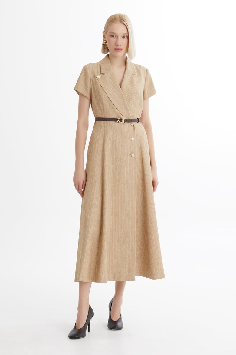 Brown Belted Flounce Dress, Main, color, Brown
