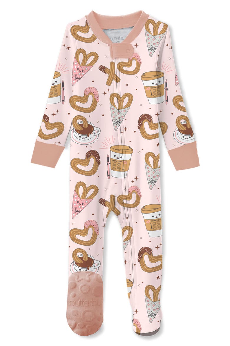 Cruz One-Piece Fitted Organic Cotton Footie Pajamas, Main, color, CHURRO CRUSH