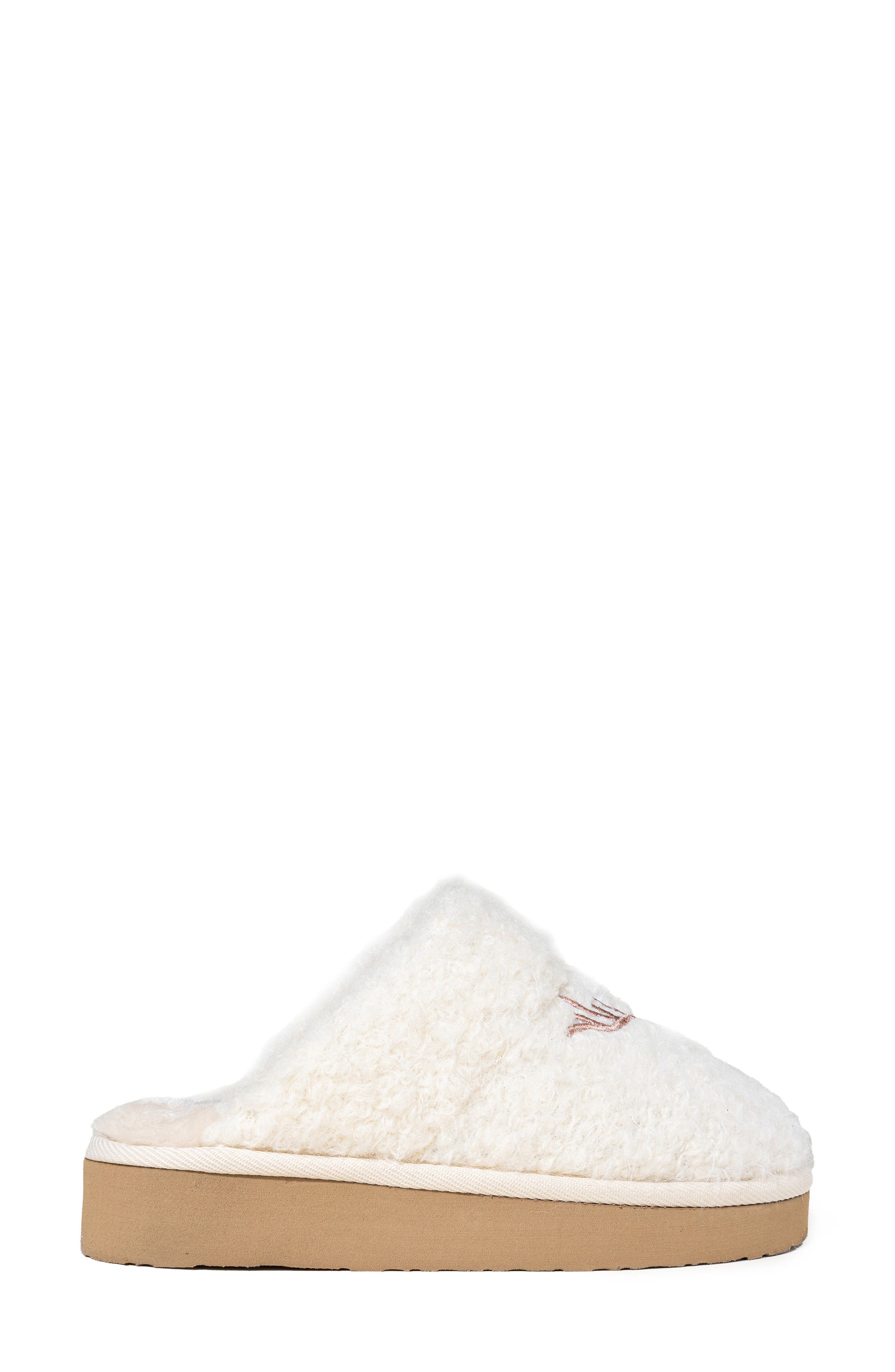 Minnetonka Reindeer Wool Blend Scuff Slipper, Alternate, color, Stone