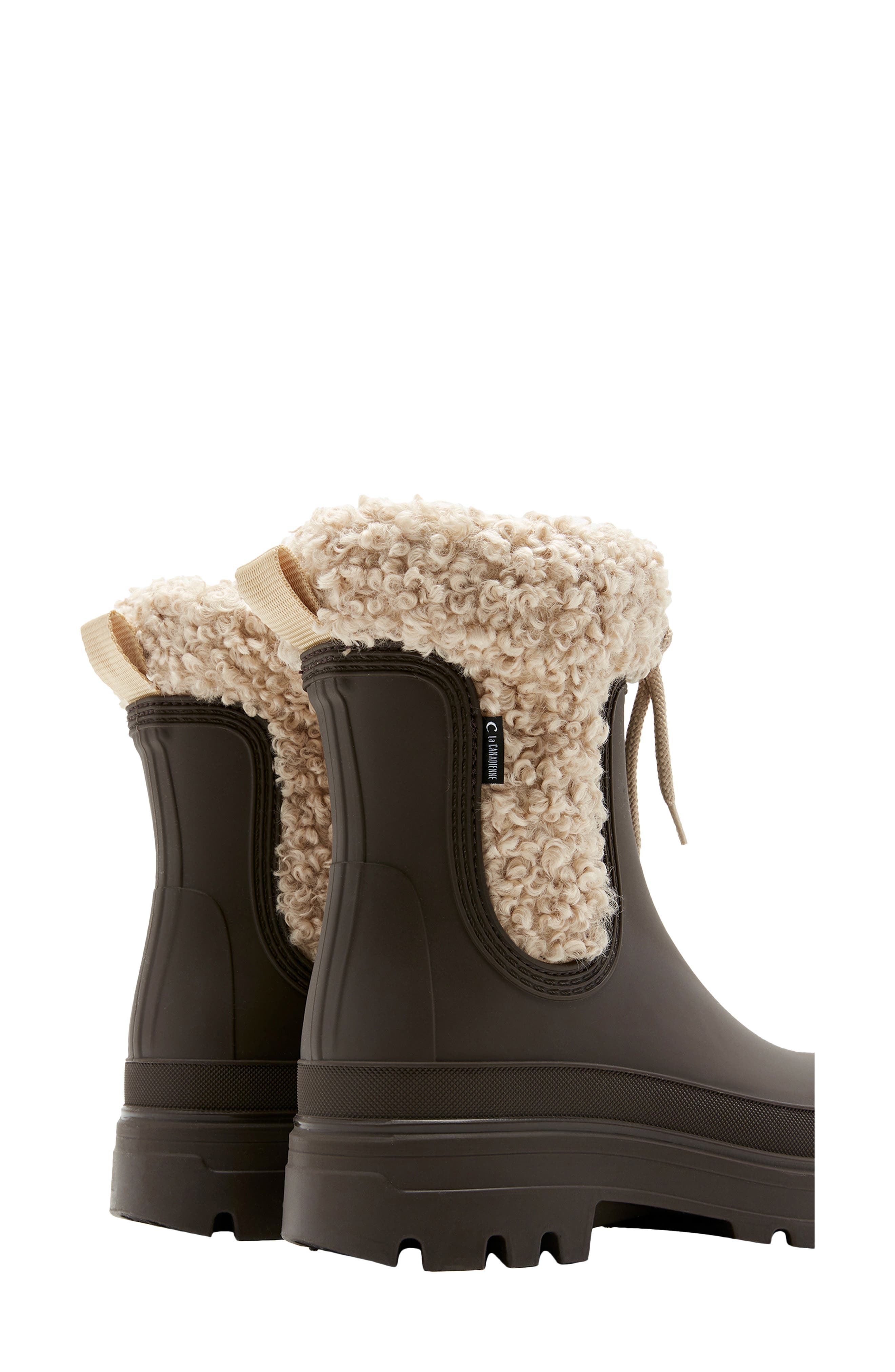 La Canadienne Peak Faux Shearling Winter Boot, Alternate, color, Brown Rubber