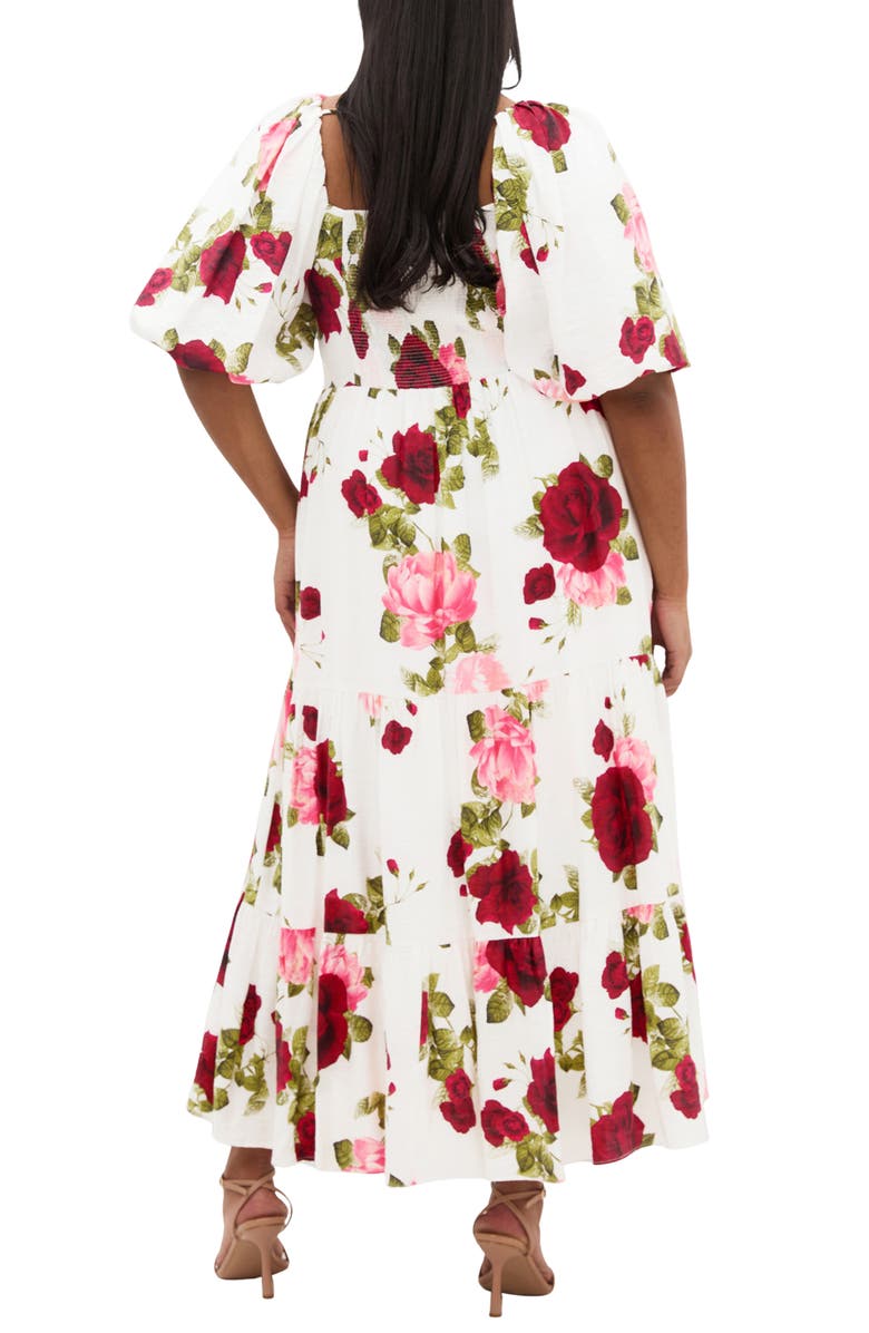 City Chic Mindy Floral Print Puff Sleeve Maxi Dress, Alternate, color, Dolce Ivory