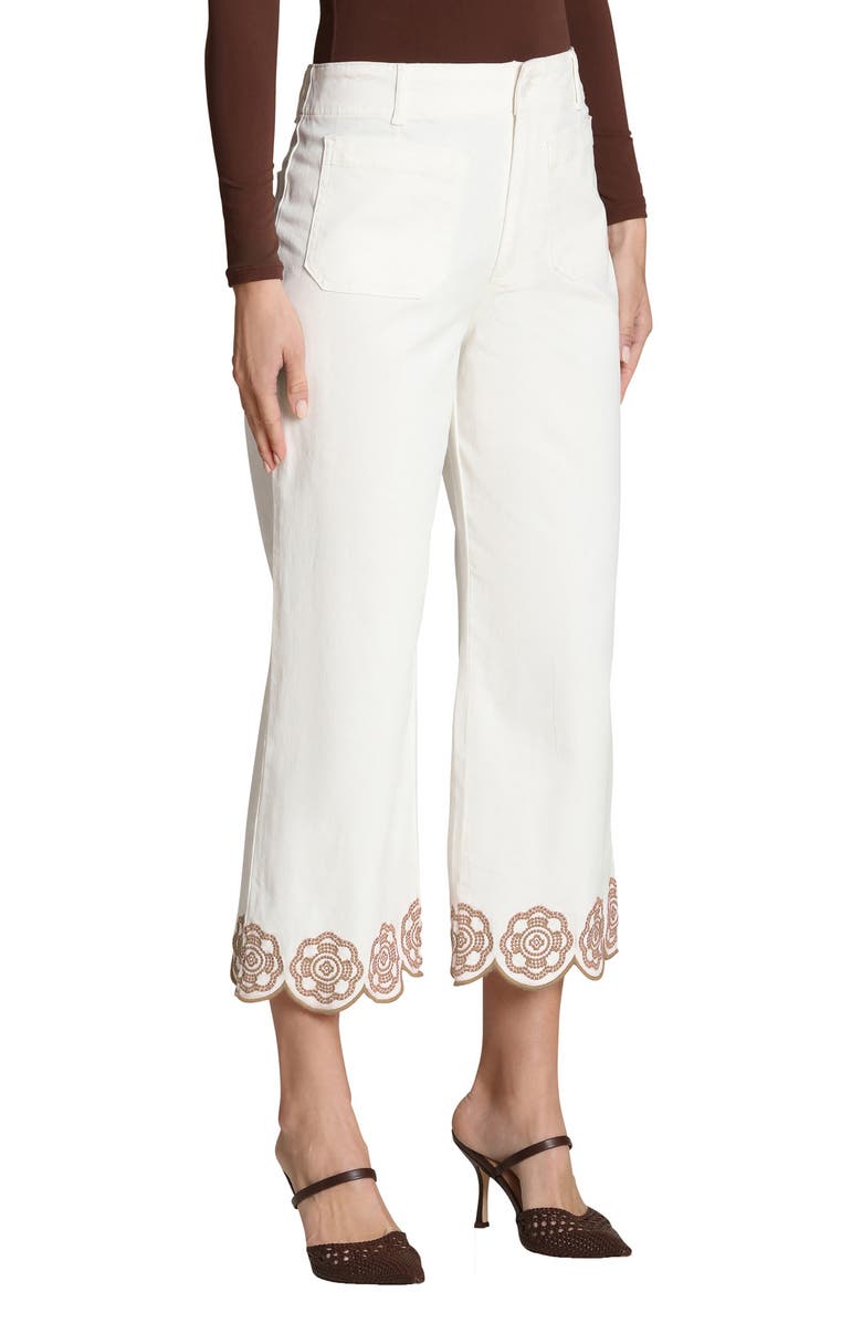 Bagatelle Wide Leg Crop Embroidered Pants, Alternate, color, Bone/ Tan