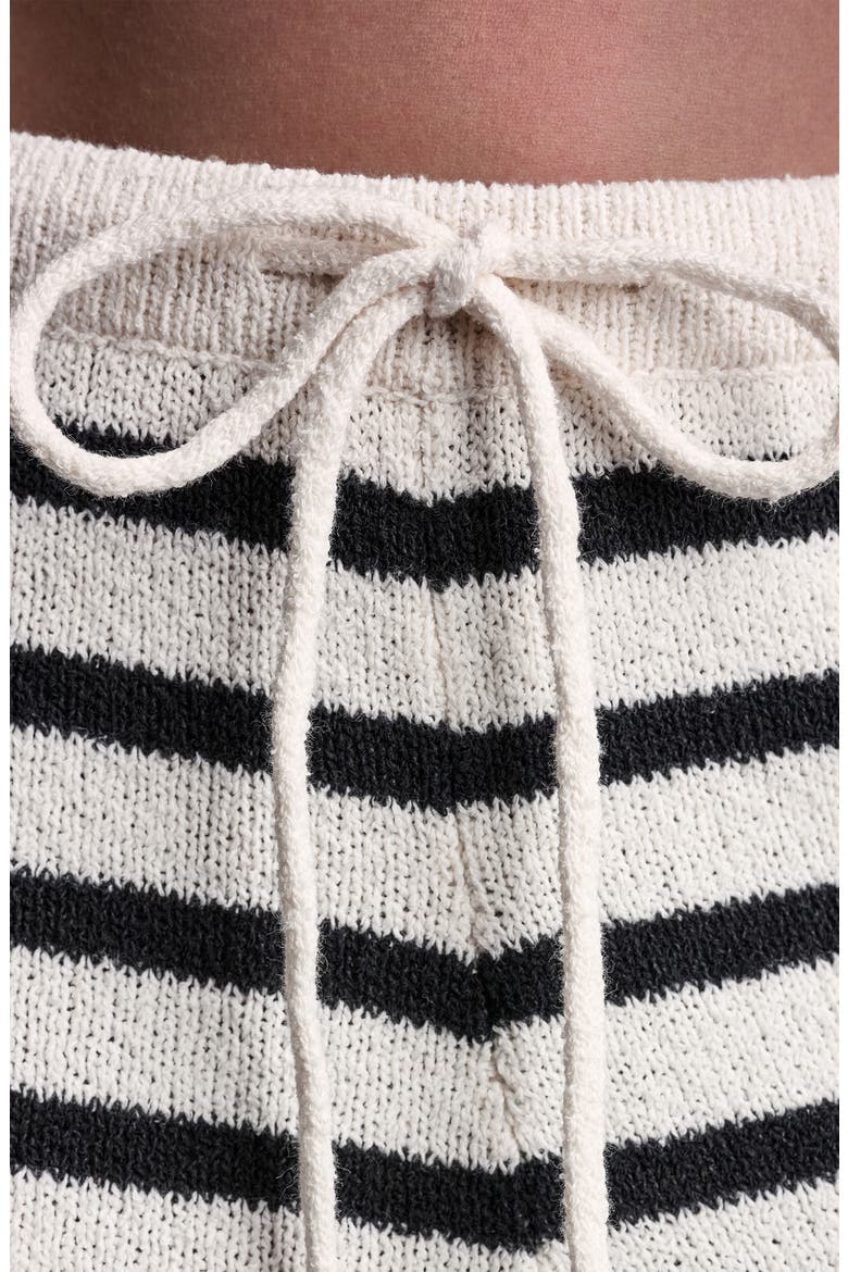 Pull On Drawstring Knit Pants, Alternate, color, EGGNOG/ BLK
