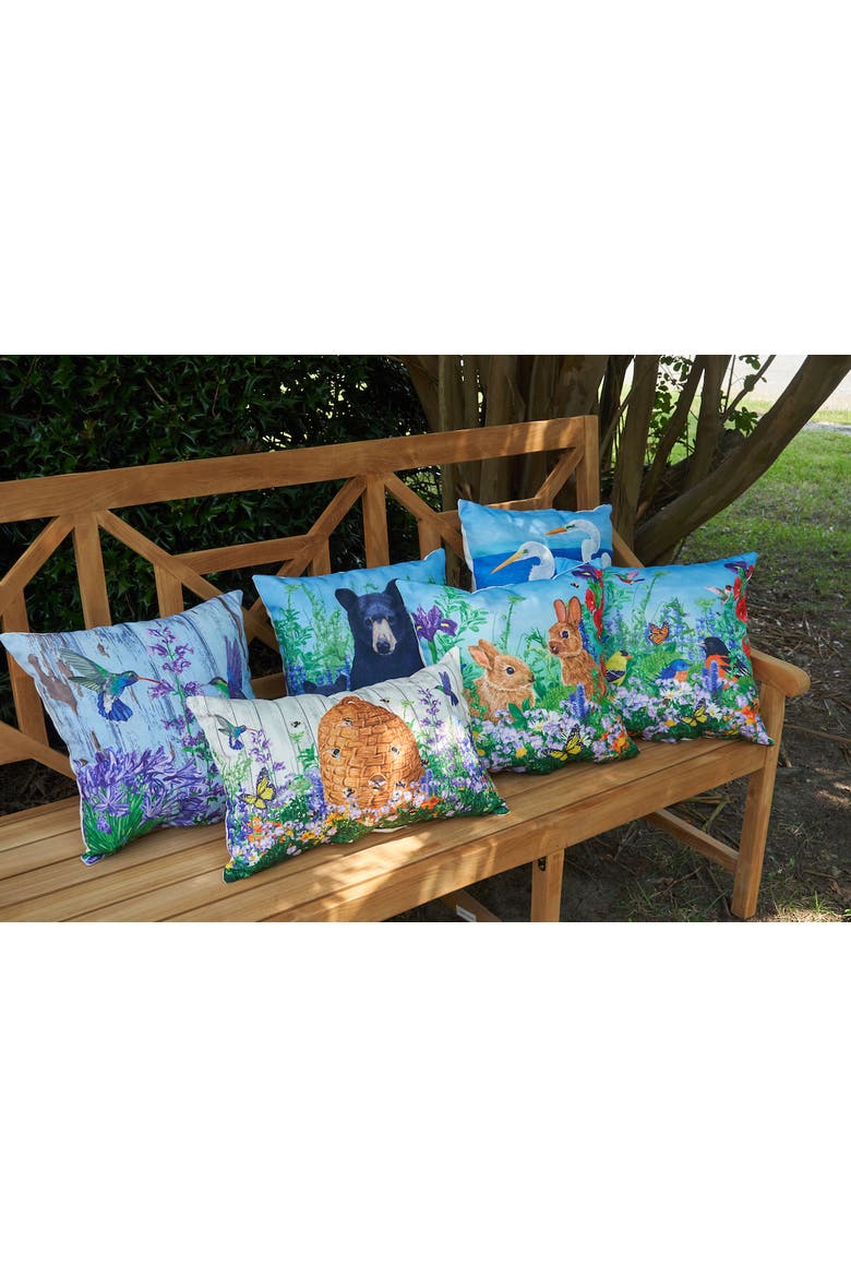 Easter Bunny Garden Paradise HD Printed Indoor/Outdoor Accent Throw Pillow 18" x 18", Alternate, color, Green