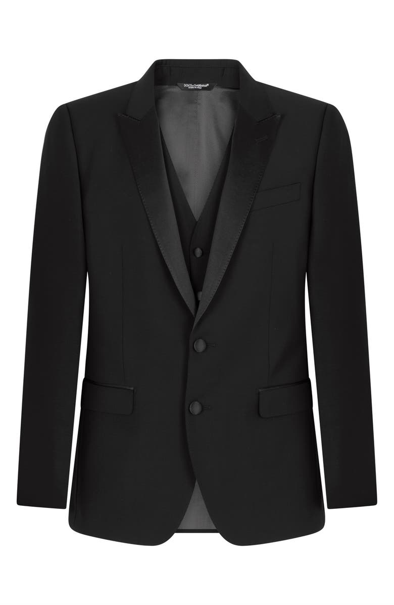 Dolce&Gabbana Regular Martini Fit 3-Piece Wool Blend Tuxedo, Alternate, color, Blue