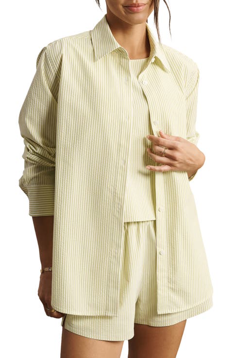 Saltair Oversize Seersucker Button-Up Shirt