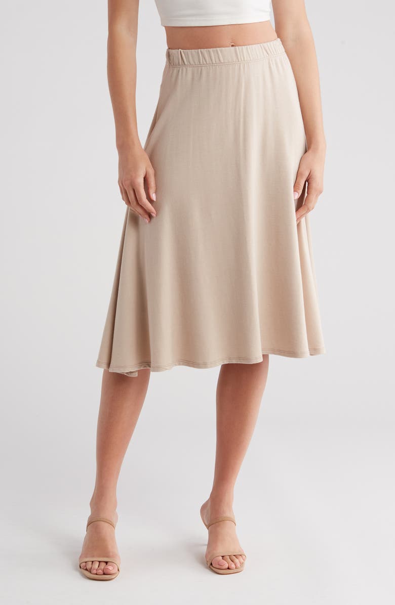 GO COUTURE Flare Midi Skirt, Main, color, Mushroom