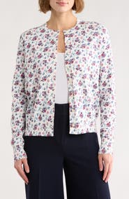 Brooks Brothers Floral Print Cotton Cardigan