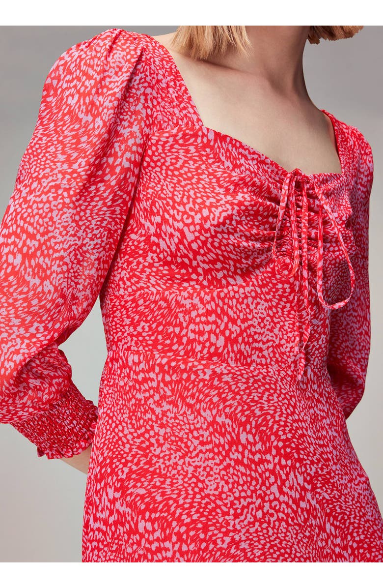 Whistles Diagonal Leopard Midi Dress, Alternate, color, Pink/Multi