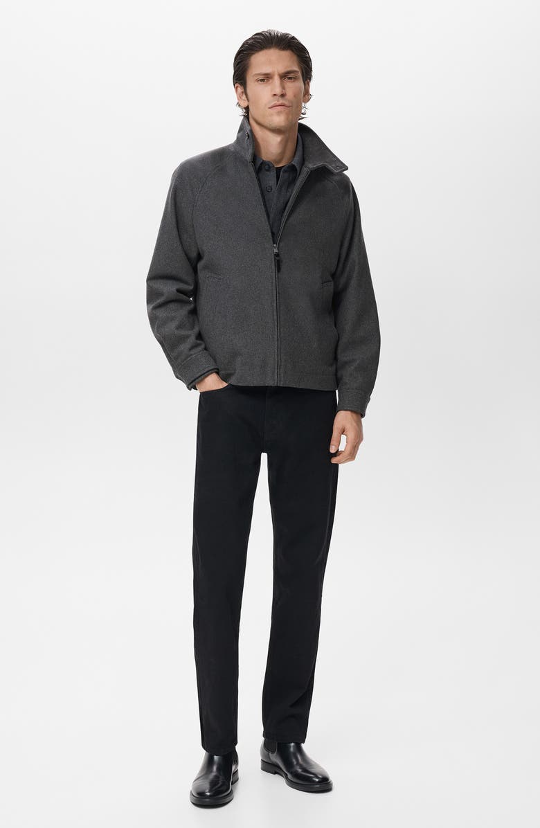 MANGO Wool Blend Melton Jacket, Alternate, color, Grey