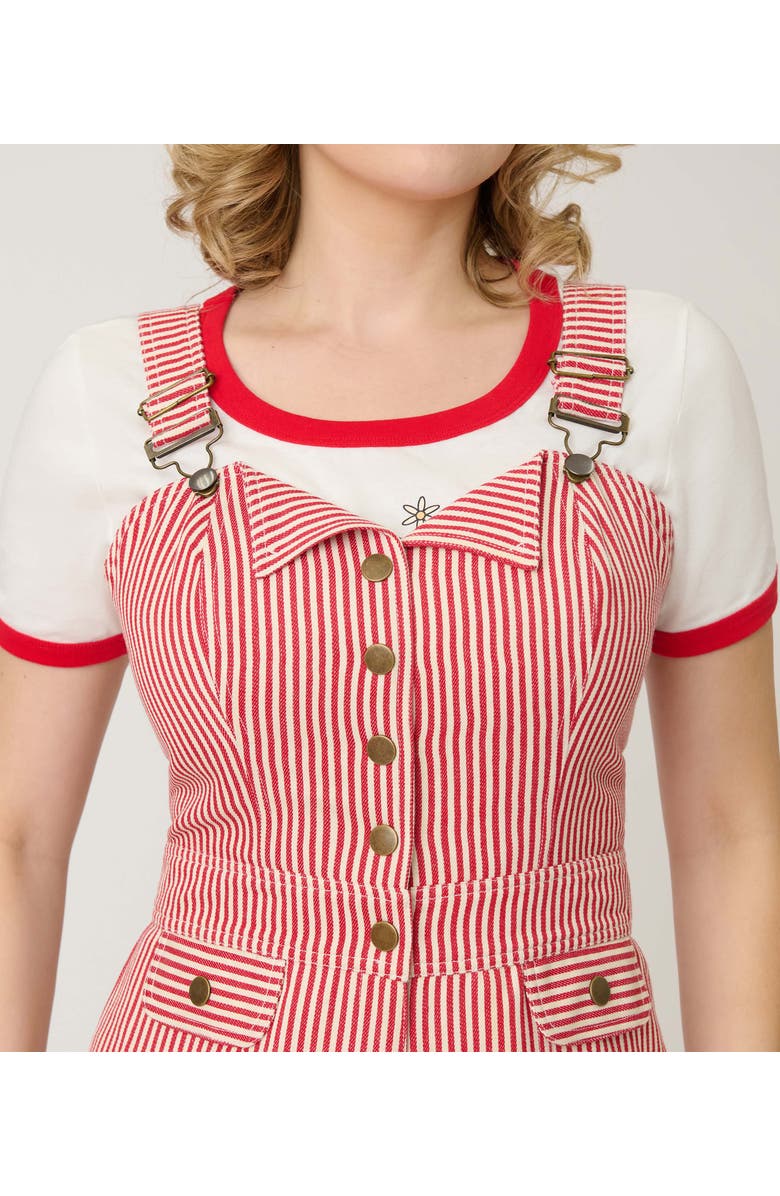 Smak Parlour Wide Leg Dungarees, Alternate, color, Red & White Stripe