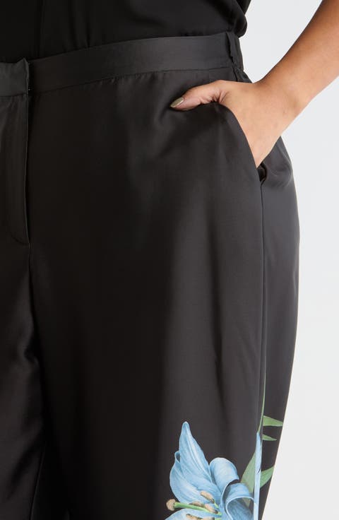 Floral Wide Leg Pull-On Pants