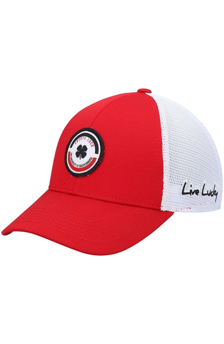 Black Clover Men's Red/White South Dakota Coyotes Motto Trucker Snapback Hat, Alternate, color, Red