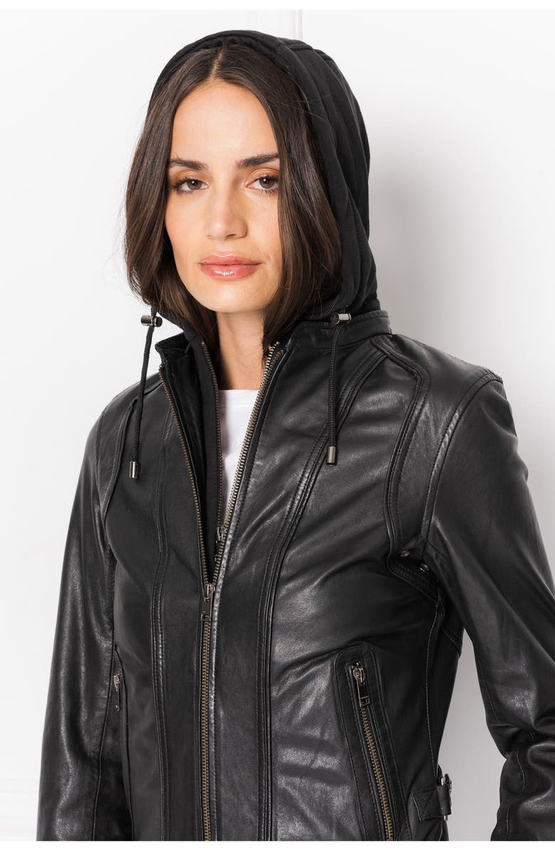 LAMARQUE ARLETTE | Leather Biker Jacket, Alternate, color, Black