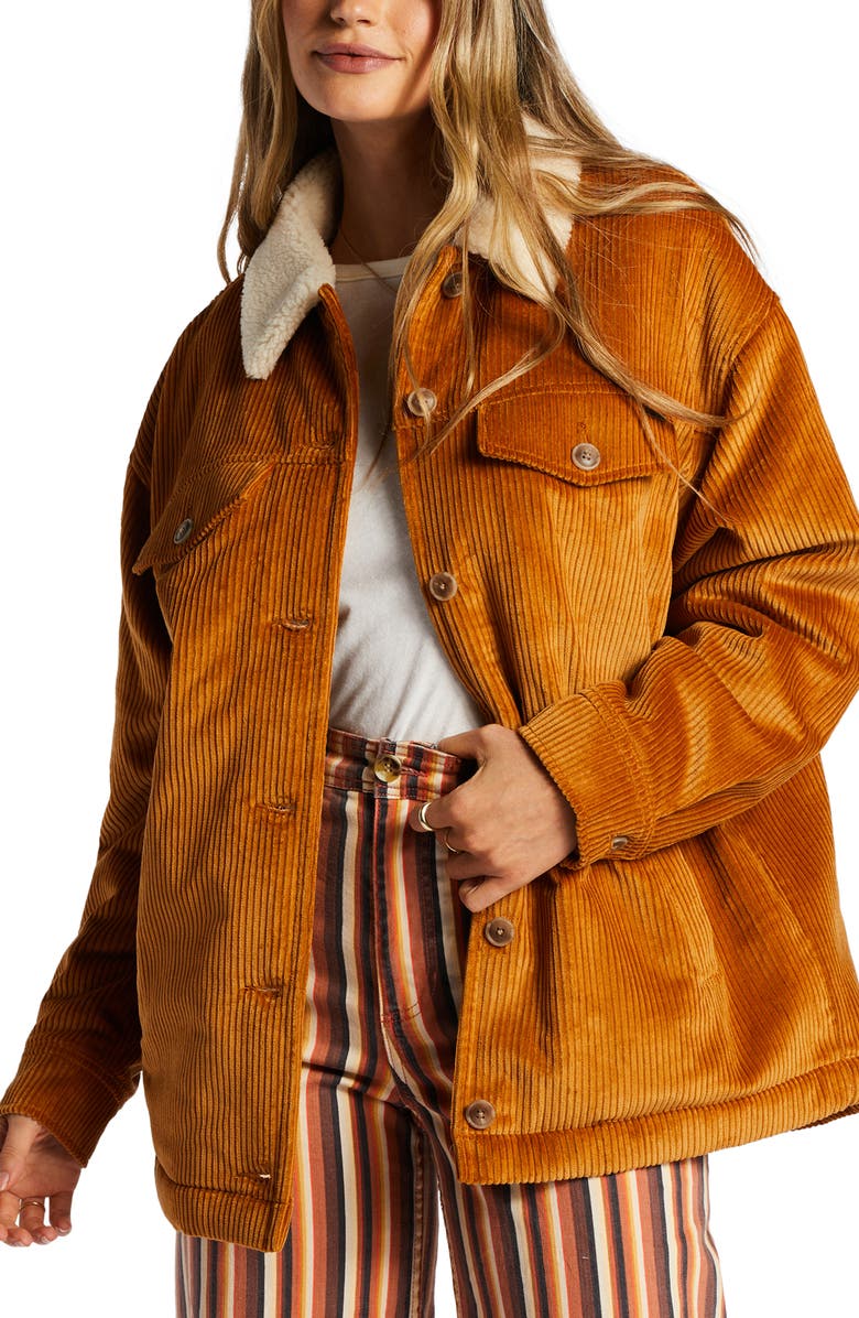 Billabong Cold Day Fleece Lined Corduroy Jacket, Main, color, 