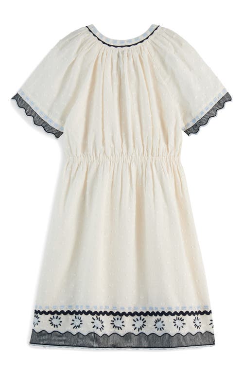 Scotch & Soda Kids' Embroidered Cotton Dress In Soft Ice