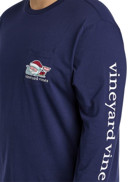 Big & Tall Long-Sleeve Santa Whale T-Shirt