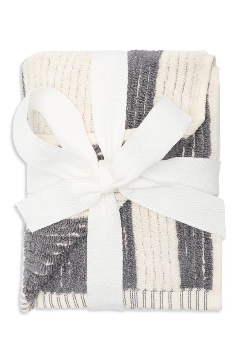2-Pack Reversible Stripe Hand Towel, Main, color, GREY PEARL